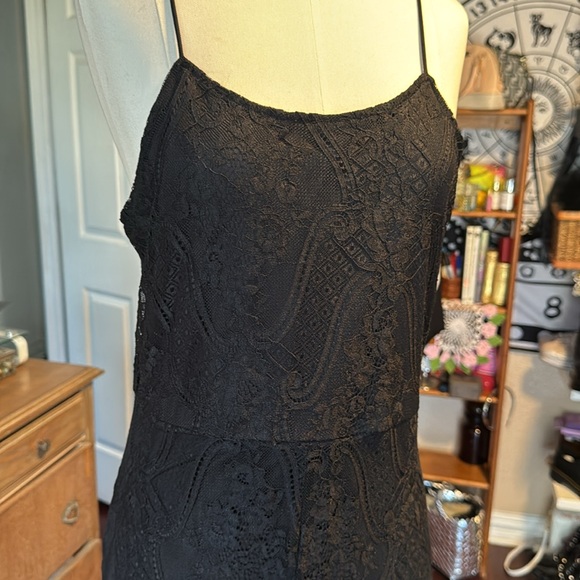 Fab’rik lace maxi dress mini slip underneath criss cross thin straps sexy slit - Picture 10 of 16